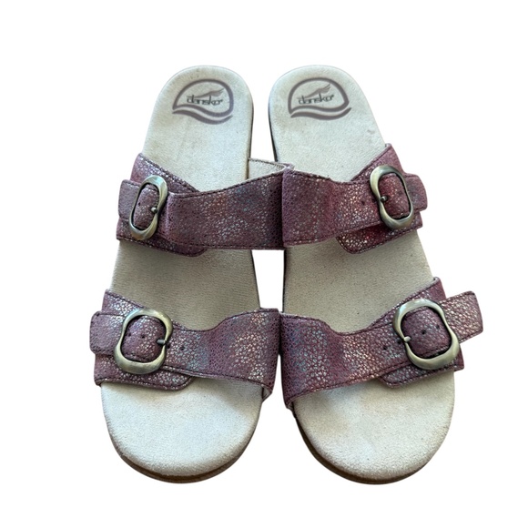 DANSKO Sophie Sandals Pink Metallic Iridescent Leather Clogs EUR 39 - Picture 1 of 7